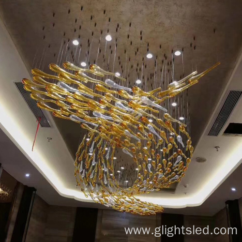Shopping mall luxury interior decoration customized glass chandelier light